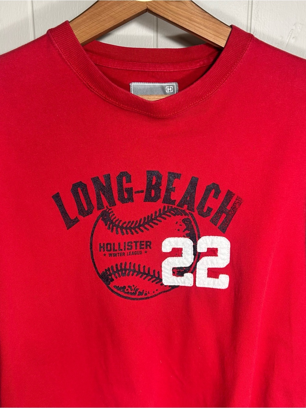 Hollister Red 'Long Beach 22' Graphic Crewneck Sweatshirt